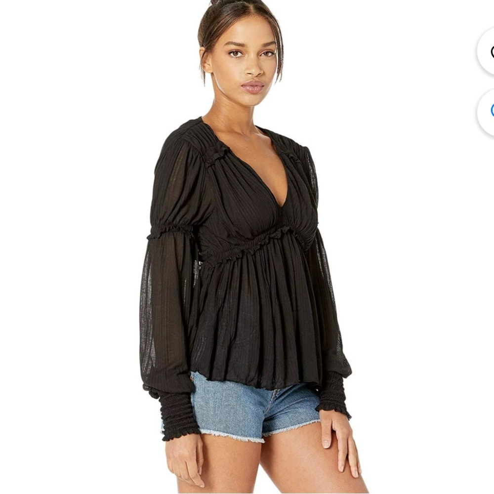 NWT free people black daydreaming top